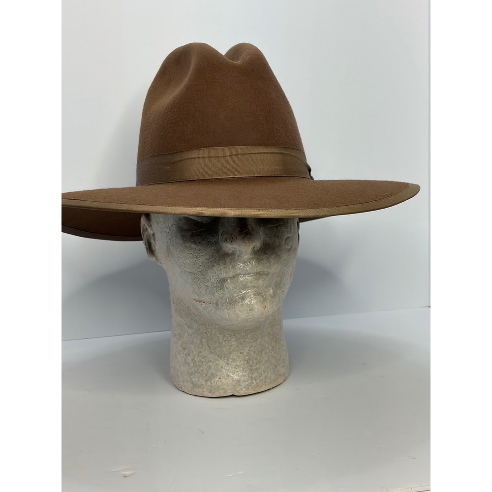 Beaver Brand Hats Texas Jack's Brown Felt Fedora Wide Brim Western Hat USA Made